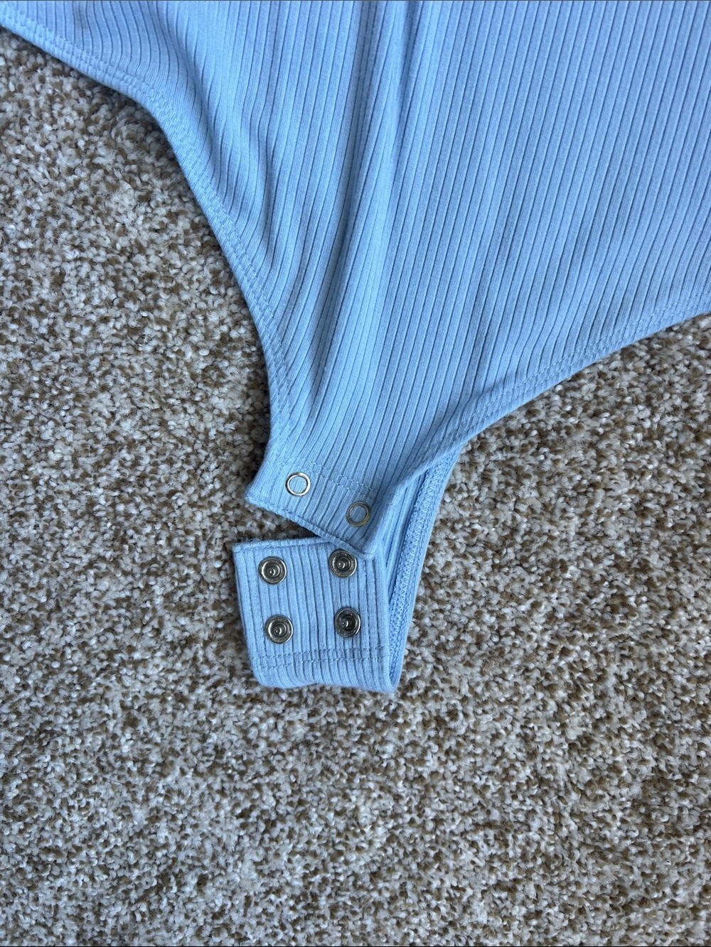 On 34th Light Blue Ribbed Bodysuit - Picture 3 of 3